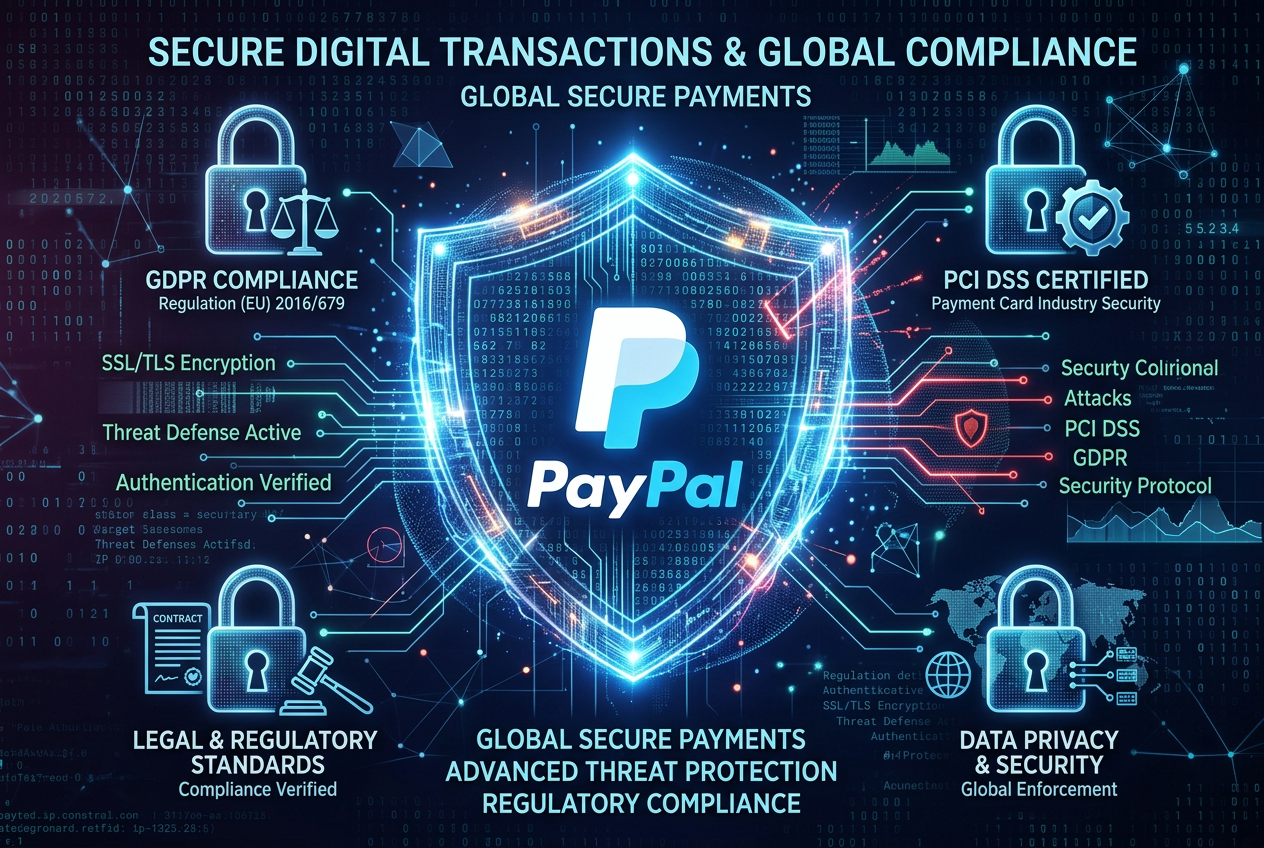 Wizualizacja bezpieczeństwa cyfrowego i certyfikatów SSL systemu PayPal