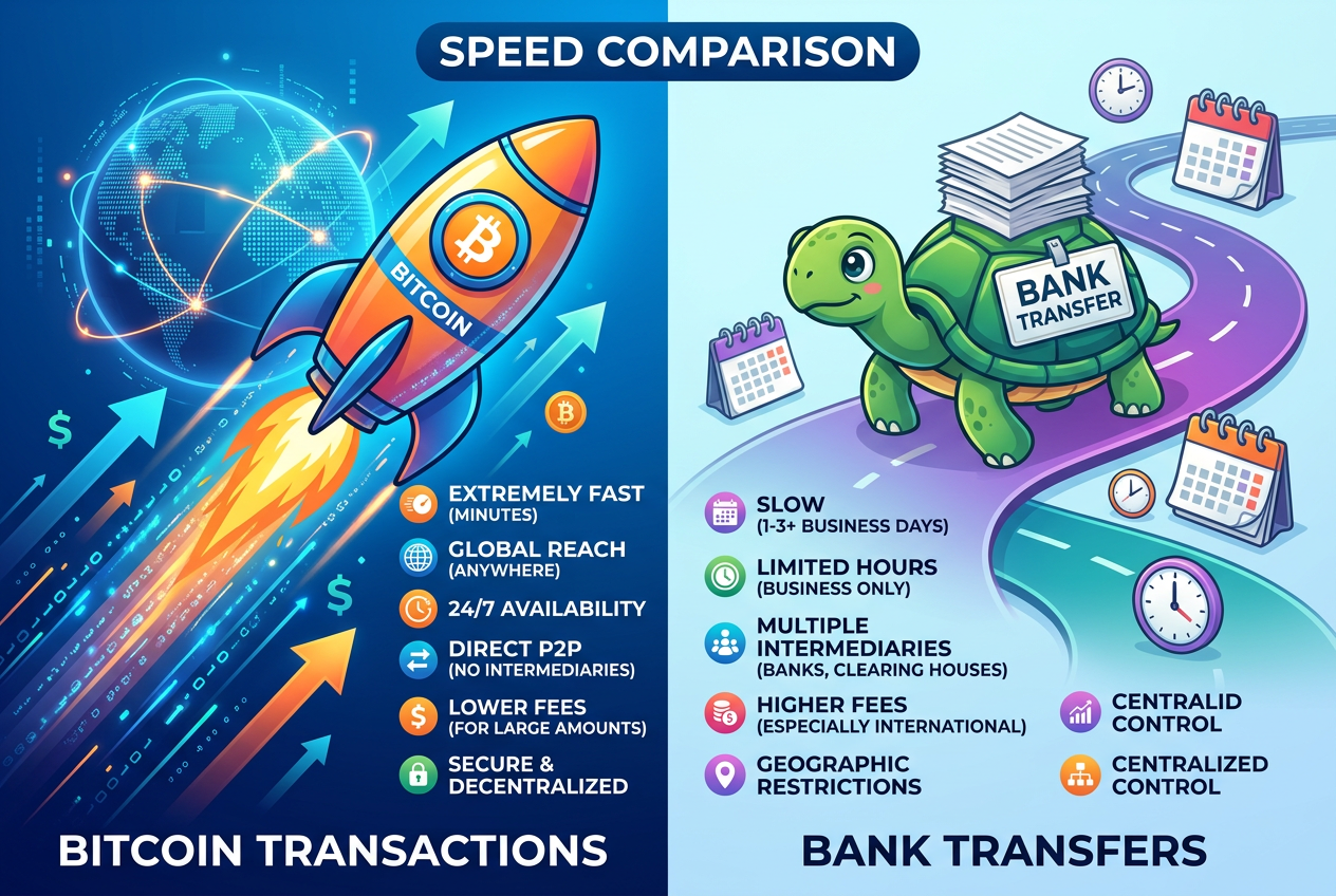 Porównanie szybkości transakcji krypto i bankowych