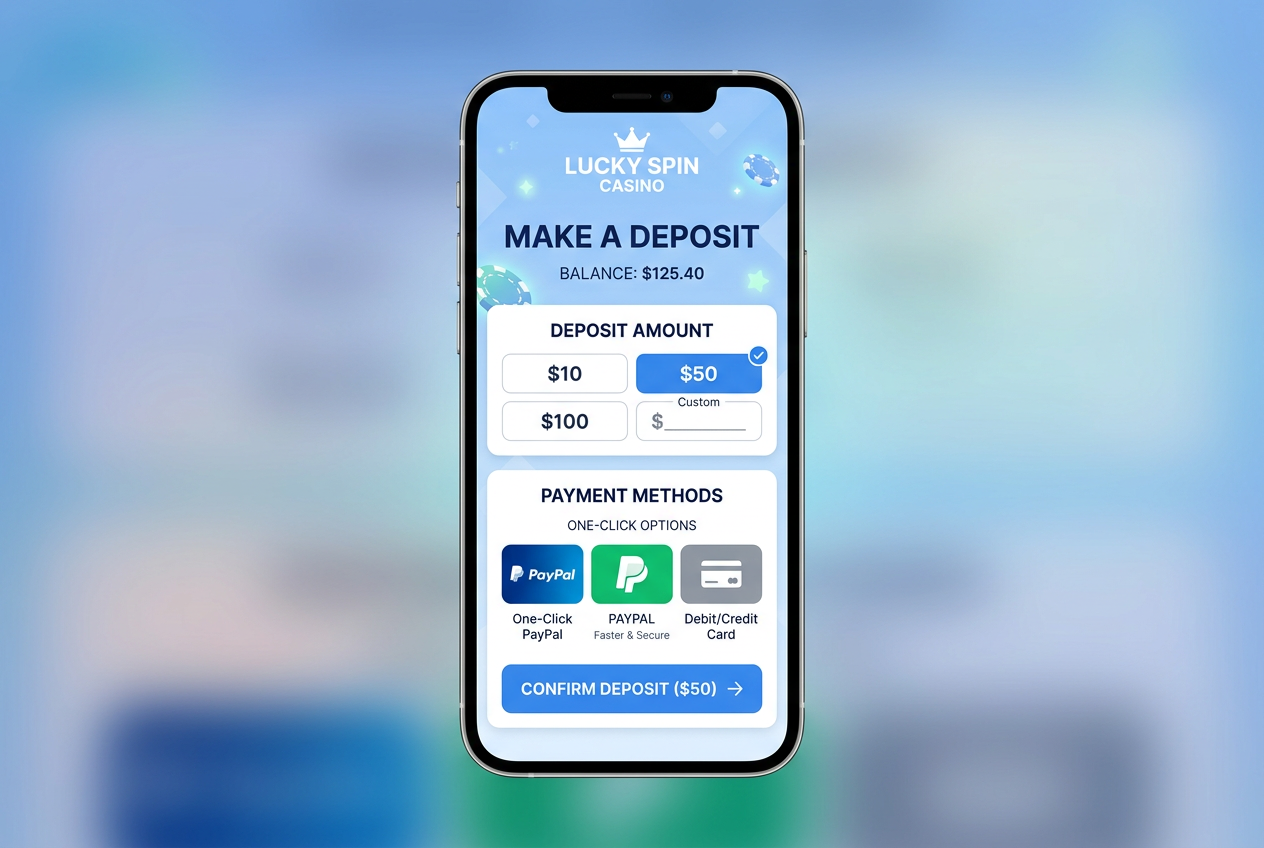 Modern mobilny interfejs płatności w kasynie Slotoro z widoczną opcją PayPal